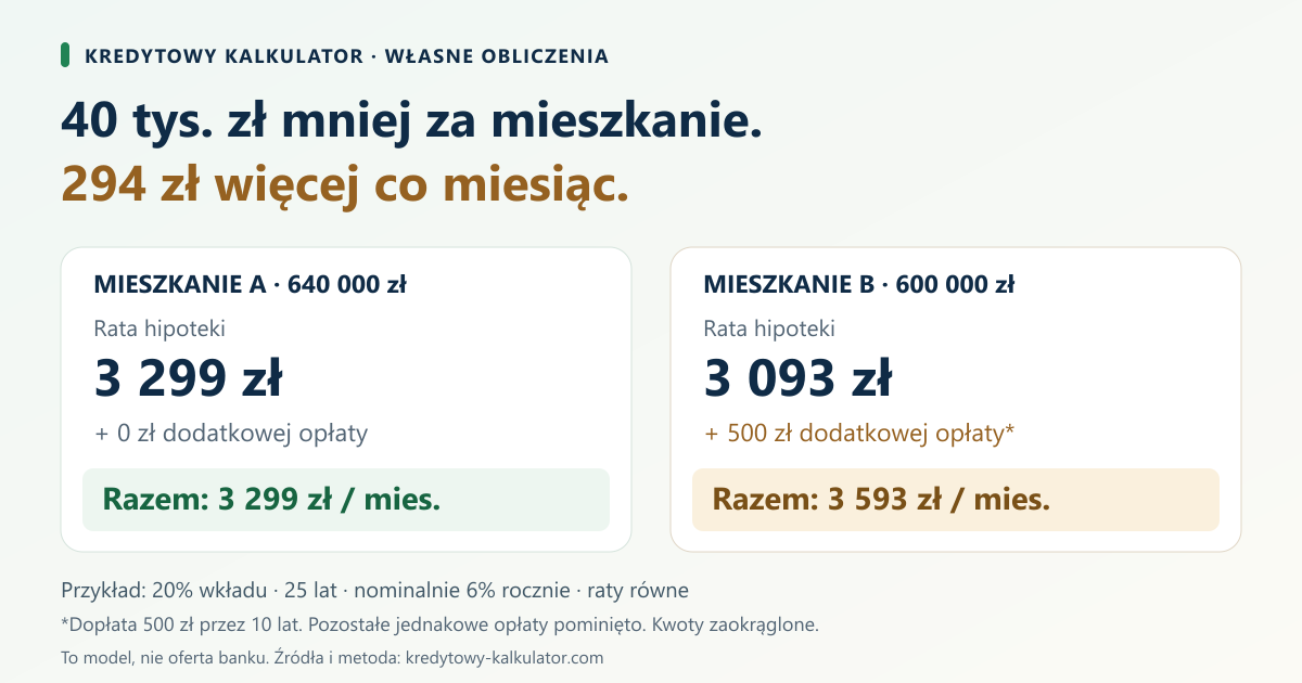 Mieszkanie tańsze o 40 tys. zł, ale droższe co miesiąc